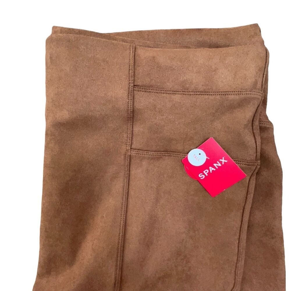 New Spanx Faux Suede Leggings Women's 3X Tall Rich Caramel Stretch Shaping brown